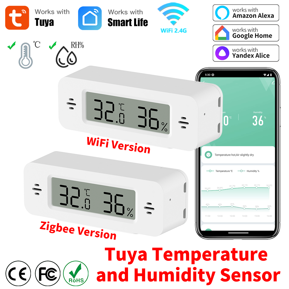 Smart Home Automation Kit - Tuya WiFi/Zigbee Sıcaklık Nem Sensörü Akıllı