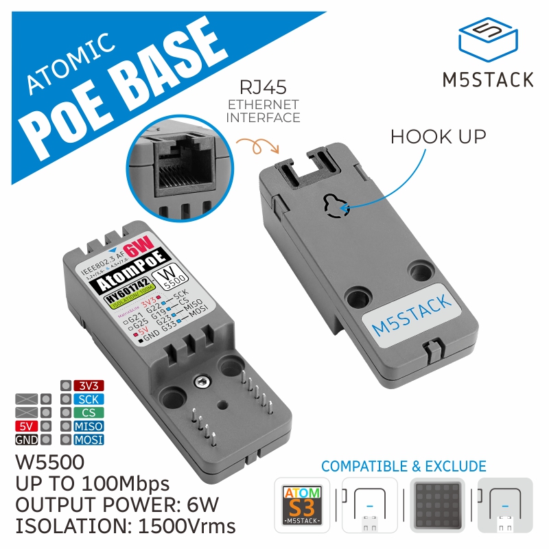 Electronics Project Kit - M5Stack Resmi ATOMIC PoE Tabanı W5500